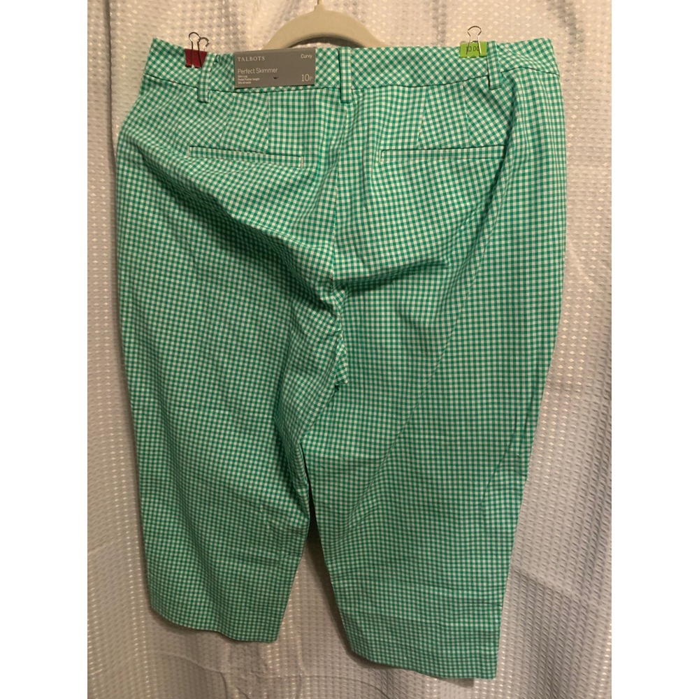 Talbots Perfect Skimmer Green Gingham Curvy Petite Slim Pedal Pusher Pants 10P - Picture 5 of 7